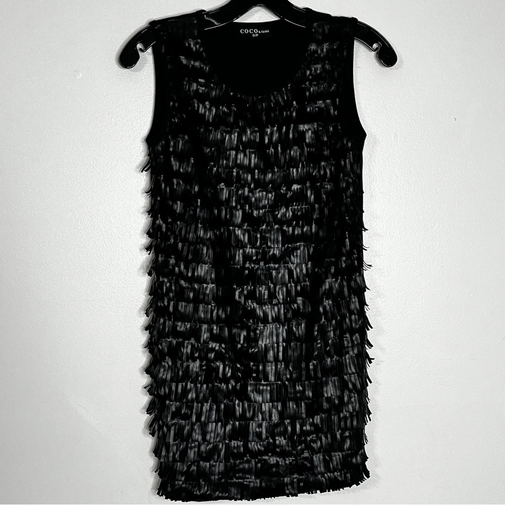 Coco & Tashi Women's Black Fringe Sheath Dress